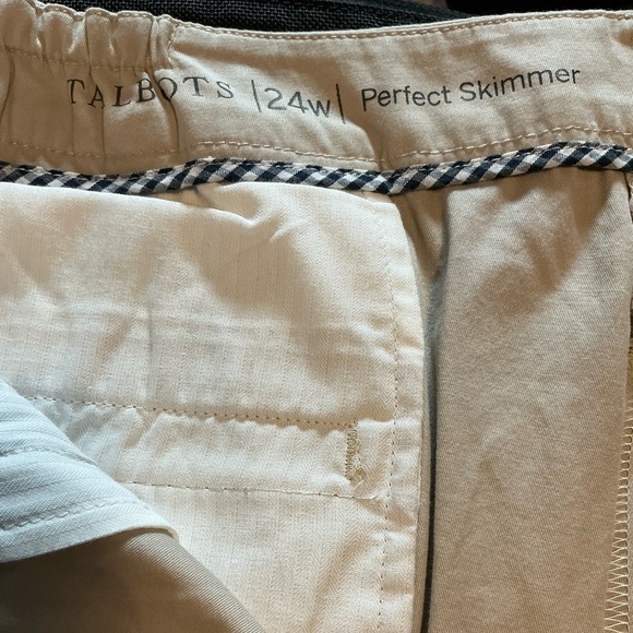 Talbots Perfect Skimmer Chino Pants Womens 24W Khaki Brown Elastic Waist Stretch - Picture 6 of 7